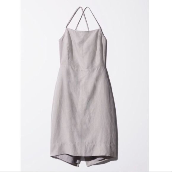 Aritzia Dresses & Skirts - NWT Aritzia Wilfred Aveline Square Neck Linen Dress Ashen 4